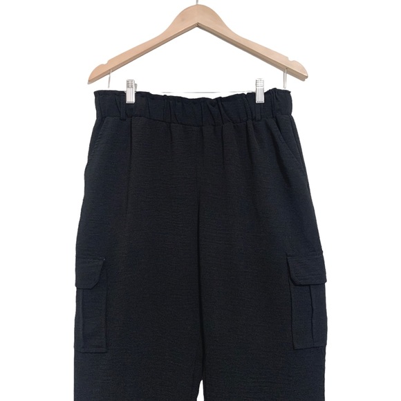 Joe Benbasset Black Paperbag Waist Cuffed Cargo Pants Lightweight Juniors Large - Picture 8 of 14